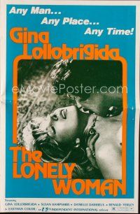 7a457 LONELY WOMAN pressbook '72 sexy Gina Lollobrigida, any man, any place, any time!