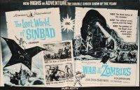 7a458 LOST WORLD OF SINBAD/WAR OF THE ZOMBIES pressbook '60s new highs in adventure!