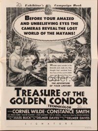 7a495 TREASURE OF THE GOLDEN CONDOR pressbook '53 Cornel Wilde grabbing girl & attacked by snake!