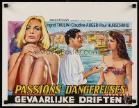 7b512 GAMES OF DESIRE Belgian '64 great artwork of sexy Ingrid Thulin & Claudine Auger!