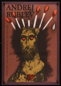 7b248 ANDREI RUBLEV Czech 23x33 R87 Andrei Tarkovsky, incredible different art by Teissig!