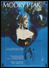 7b250 BLUE BIRD Czech 23x33 '77 Jane Fonda, Cicely Tyson, cool Hermanska art of Elizabeth Taylor!