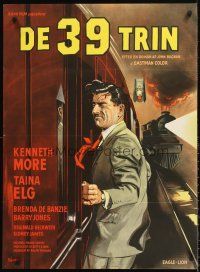 7b299 39 STEPS Danish '59 Kenneth More, Taina Elg, English crime thriller, cool Wenzel art!