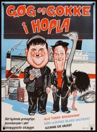 7b303 ANY OLD PORT/BE BIG/UNKNOWN Danish '60s wacky Wenzel art of Laurel & Hardy & ostrich!