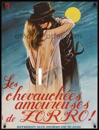 7b637 EROTIC ADVENTURES OF ZORRO French 23x32 '72 sexy rated Z masked hero!