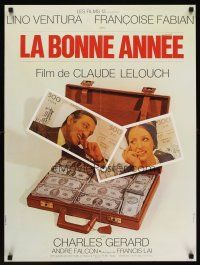 7b647 HAPPY NEW YEAR French 23x32 '74 Claude Lelouch's La Bonne Annee, Lino Ventura!