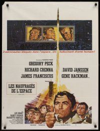 7b662 MAROONED French 23x32 '70 Gregory Peck, Gene Hackman, great Terpning cast & rocket art!