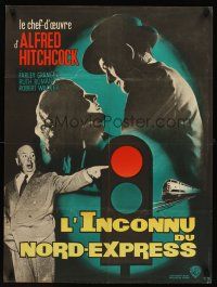 7b679 STRANGERS ON A TRAIN French 23x32 R50s Hitchcock, Granger & Walker in double murder pact!