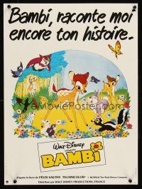 7b698 BAMBI French 15x21 R80s Walt Disney cartoon deer classic, great art with Thumper & Flower!