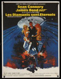 7b730 DIAMONDS ARE FOREVER French 15x21 R80s art of Sean Connery as James Bond by Robert McGinnis!