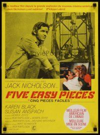 7b736 FIVE EASY PIECES French 15x21 '70 great close up of Jack Nicholson, directed by Bob Rafelson!