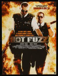 7b751 HOT FUZZ French 15x21 '07 Simon Pegg & Nick Frost walking out of flames!