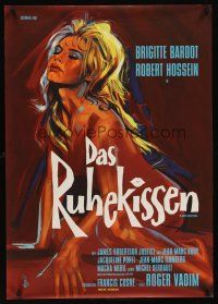 7b428 LOVE ON A PILLOW German '62 Le Repos du Guerrier, great artwork of sexy Brigitte Bardot!
