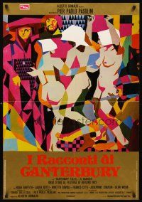 7b078 CANTERBURY TALES Italian lrg pbusta '71 Pasolini, art of naked people cavorting in garden!