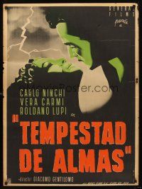 7b021 O SOLE MIO Mexican poster '46 Carlo Ninchi, Vera Carmi, Rolando Lupi, dramatic Yanez art!