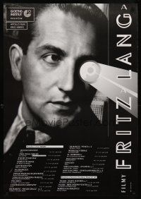 7b133 FILMY FRITZ LANG Polish film festival poster '93 cool image of director w/projector eye!