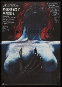 7b151 OGNISTY ANIOL Polish 27x38 '85 great super sexy weird alien woman art by Andrzej Pagowski!
