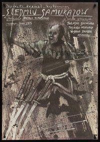 7b157 SEVEN SAMURAI Polish 27x38 R87 Akira Kurosawa's Shichinin No Samurai, Mifune, Pagowski art!