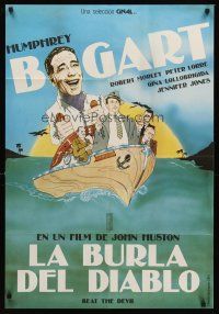 7b184 BEAT THE DEVIL Spanish R80 Zen art of Humphrey Bogart with men on wacky boat!