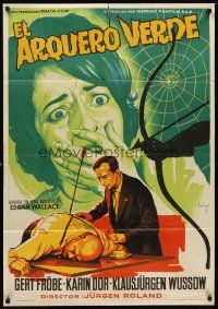 7b206 GREEN ARCHER Spanish '61 really cool crime artwork by Soligo, from Edgar Wallace novel!