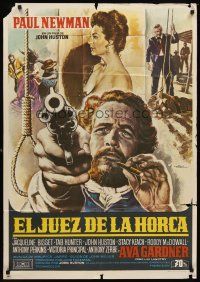 7b221 LIFE & TIMES OF JUDGE ROY BEAN Spanish '72 John Huston, different art of Paul Newman by Mac!