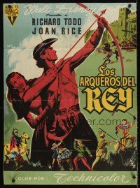 7b235 STORY OF ROBIN HOOD Spanish '52 Richard Todd with bow & arrow, Joan Rice, Walt Disney!