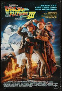 7c030 BACK TO THE FUTURE III DS 1sh '90 Michael J. Fox, Chris Lloyd, Zemeckis, Drew Struzan art!