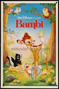 7c032 BAMBI 1sh R88 Walt Disney cartoon deer classic, great art with Thumper & Flower!