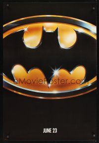 7c037 BATMAN matte teaser 1sh '89 Michael Keaton, Jack Nicholson, directed by Tim Burton!