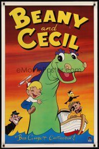 7c040 BEANY & CECIL video 1sh '84 cute cartoon artwork of dinosaur & kid!
