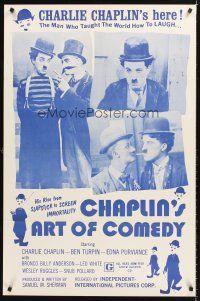 7c087 CHAPLIN'S ART OF COMEDY 1sh R70s screen's greatest, cool images of classic comedian!