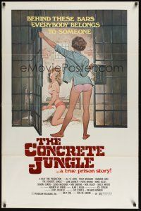 7c105 CONCRETE JUNGLE 1sh '82 behind these bars everybody belongs to someone, sexy art!