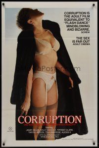 7c108 CORRUPTION video/theatrical 1sh '83 one man's far out fantasy sex is another man's reality!