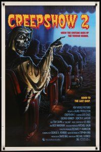 7c116 CREEPSHOW 2 1sh '87 Tom Savini, great Winters artwork of skeleton guy in theater!