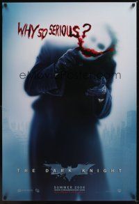 7c132 DARK KNIGHT teaser DS 1sh '08 Heath Ledger as the Joker, why so serious?