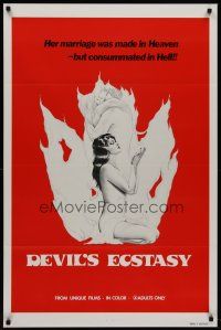 7c148 DEVIL'S ECSTASY 1sh '77 sexy artwork, her marriage was consummated in Hell!