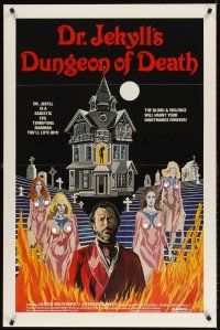 7c156 DR. JEKYLL'S DUNGEON OF DEATH 1sh '82 artwork of sexy near-naked zombie women!