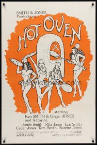 7c269 HOT OVEN 1sh '74 artwork of sexy girls making pizza wearing only aprons!