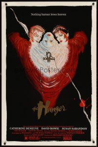 7c277 HUNGER 1sh '83 art of vampire Catherine Deneuve, rocker David Bowie & Susan Sarandon!