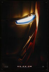 7c309 IRON MAN teaser DS 1sh '08 Robert Downey Jr. is Iron Man, cool close-up of suit!