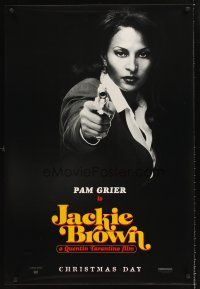 7c311 JACKIE BROWN teaser 1sh '97 Quentin Tarantino, cool image of Pam Grier in title role!