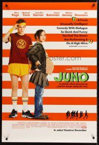 7c322 JUNO style A advance DS 1sh '07 Ellen Page, Michael Cera, Diablo Cody, Jason Reitman directed!