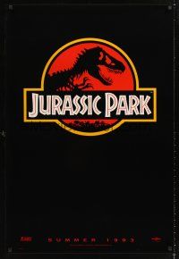 7c323 JURASSIC PARK red teaser 1sh '93 Steven Spielberg, Richard Attenborough re-creates dinosaurs!