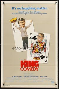 7c331 KING OF COMEDY 1sh '83 Robert De Niro, Martin Scorsese, Jerry Lewis, cool playing card art!