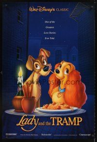 7c342 LADY & THE TRAMP int'l DS 1sh R97 Walt Disney romantic canine dog classic cartoon!