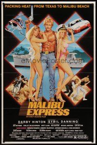 7c389 MALIBU EXPRESS 1sh '85 directed by Andy Sidaris, Salk art of sexy bikini clad girls!
