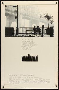 7c398 MANHATTAN style B 1sh R80s classic image of Woody Allen & Diane Keaton by bridge!