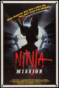 7c448 NINJA MISSION 1sh '84 Mats Helge, ninja art, desperate men with a dirty job!