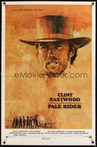 7c466 PALE RIDER 1sh '85 great artwork of cowboy Clint Eastwood by C. Michael Dudash!