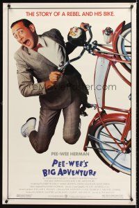 7c470 PEE-WEE'S BIG ADVENTURE 1sh '85 Tim Burton, best image of Paul Reubens & his beloved bike!